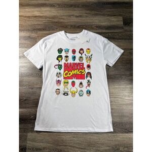 Marvel Comics Mens Graphic T-Shirt White Superhero Villains Character Grid NEW